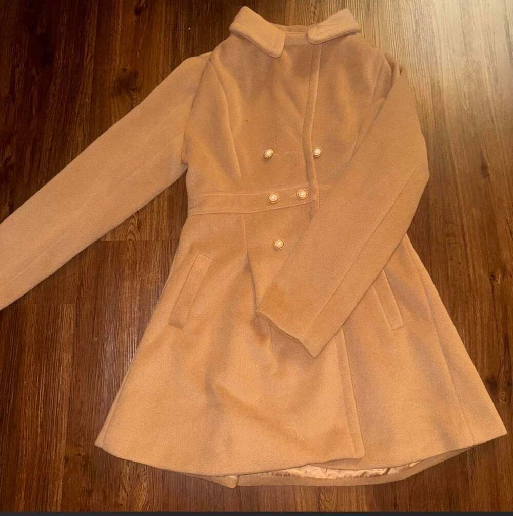 Women's Vintage Winter Coat a Line Overcoat Double Breasted Peacoat,